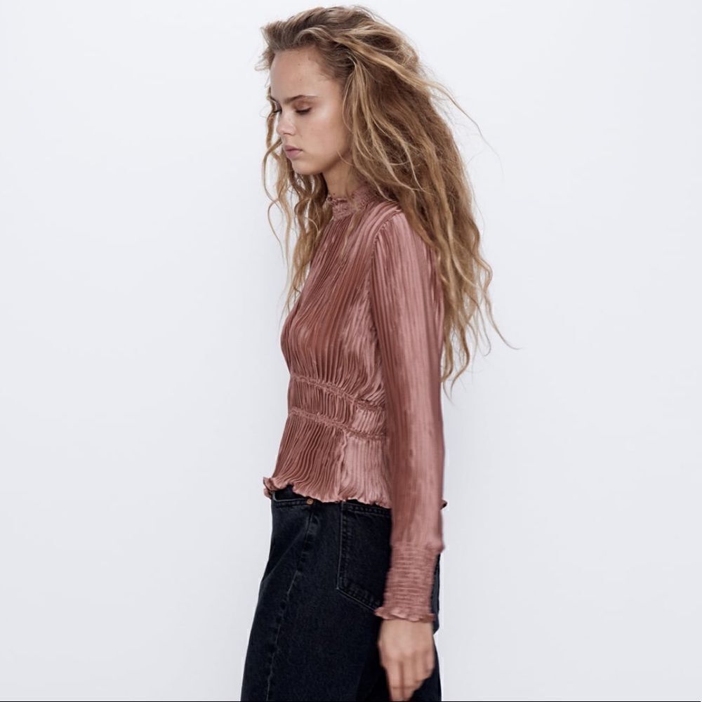 ZARA PLEATED BLOUSE - Picture 4 of 10